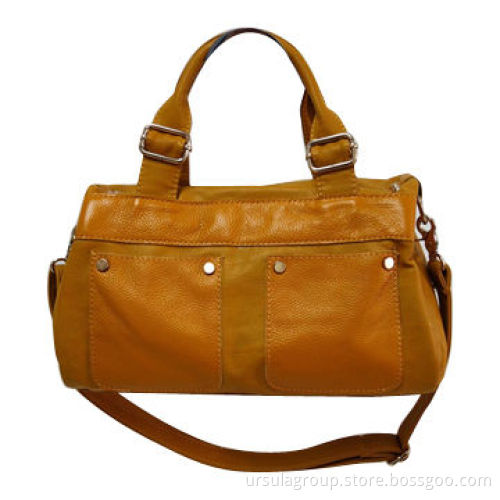 Fashionable handbag with two small opening pockets on front, two-way handles and S/S